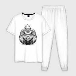 Мужская пижама Новогодняя горилла на корточках