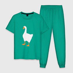Пижама хлопковая мужская Untitled goose game honk, цвет: зеленый