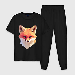 Пижама хлопковая мужская Foxs head, цвет: черный