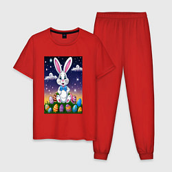 Пижама хлопковая мужская Ушастик и яички, цвет: красный