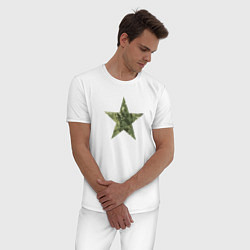 Пижама хлопковая мужская Камуфляжная звезда, цвет: белый — фото 2