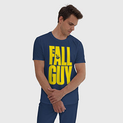 Пижама хлопковая мужская The fall guy logo, цвет: тёмно-синий — фото 2