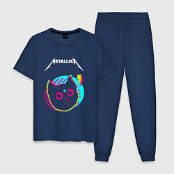 Пижама хлопковая мужская Metallica rock star cat, цвет: тёмно-синий