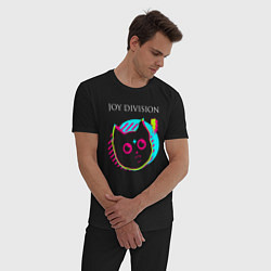 Пижама хлопковая мужская Joy Division rock star cat, цвет: черный — фото 2