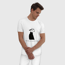 Пижама хлопковая мужская Умная овечка с надписью, цвет: белый — фото 2