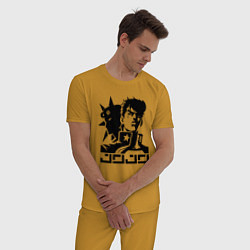 Пижама хлопковая мужская JoJo Bizarre Adventure - ai art, цвет: горчичный — фото 2