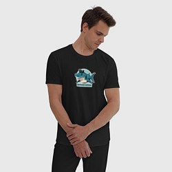 Пижама хлопковая мужская Акула - морской патруль, цвет: черный — фото 2