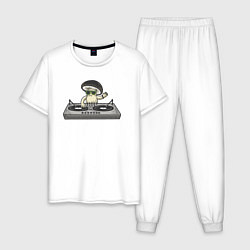 Пижама хлопковая мужская Диджей грибок, цвет: белый