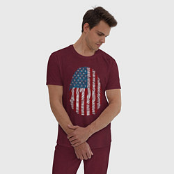 Пижама хлопковая мужская Отпечаток США, цвет: меланж-бордовый — фото 2