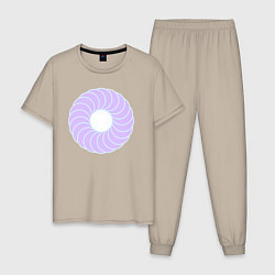 Пижама хлопковая мужская Наслоение окружностей по кругу, цвет: миндальный