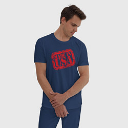 Пижама хлопковая мужская Made in USA, цвет: тёмно-синий — фото 2