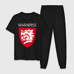 Пижама хлопковая мужская Warhorse logo, цвет: черный