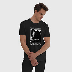 Пижама хлопковая мужская Jazz legend Thelonious Monk, цвет: черный — фото 2