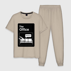 Пижама хлопковая мужская Паркур и офис, цвет: миндальный