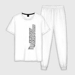 Пижама хлопковая мужская Вертикальная надпись Counter-Strike 2 black, цвет: белый