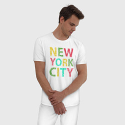Пижама хлопковая мужская New York city colors, цвет: белый — фото 2