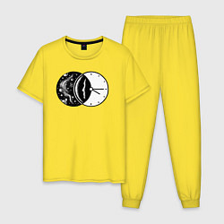 Пижама хлопковая мужская Космическое время, цвет: желтый