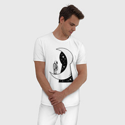 Пижама хлопковая мужская Космос в замочной скважине, цвет: белый — фото 2
