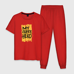 Пижама хлопковая мужская Мой супергерой, цвет: красный