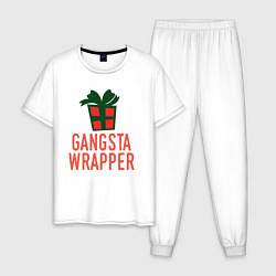 Пижама хлопковая мужская Gangsta wrapper, цвет: белый