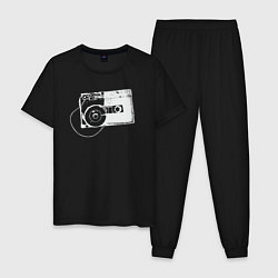 Пижама хлопковая мужская Кассета и плёнка, цвет: черный