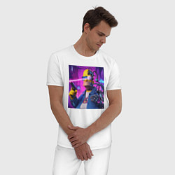 Пижама хлопковая мужская Кибер Гомер Симпсон - нейросеть фантазия, цвет: белый — фото 2
