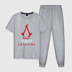 Пижама хлопковая мужская Assassins creed shadows logo, цвет: меланж