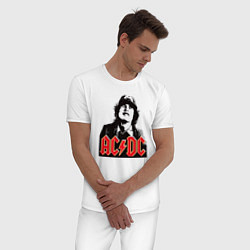Пижама хлопковая мужская ACDC Angus Young rock, цвет: белый — фото 2