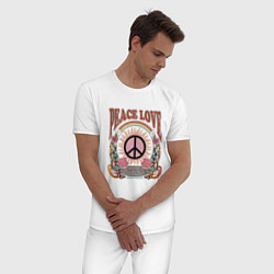 Пижама хлопковая мужская Мир и любовь арт, цвет: белый — фото 2
