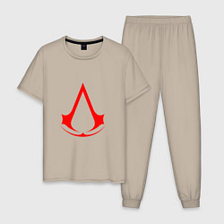 Пижама хлопковая мужская Red logo of assassins, цвет: миндальный