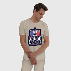 Пижама хлопковая мужская Viva la France, цвет: миндальный — фото 2