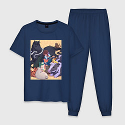Пижама хлопковая мужская Корзинка фруктов Кё Сома, цвет: тёмно-синий