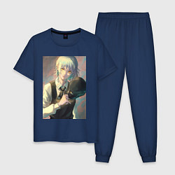 Пижама хлопковая мужская Человек-бензопила Кига одна из четырех всадников, цвет: тёмно-синий