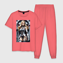 Пижама хлопковая мужская Cyber sexy Barbie - ai art fantasy, цвет: коралловый