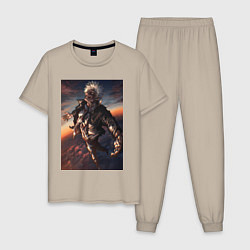 Пижама хлопковая мужская Магическая битва Сатору Годзё сильнейший, цвет: миндальный