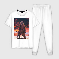 Пижама хлопковая мужская Сага о Винланде Торфинн исландский воин, цвет: белый