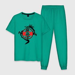 Пижама хлопковая мужская Karate kyokushin - dragon, цвет: зеленый