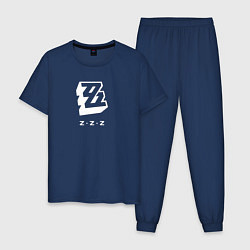 Пижама хлопковая мужская Zenless Zone Zero logo, цвет: тёмно-синий