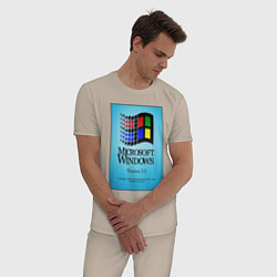 Пижама хлопковая мужская Windows 3, цвет: миндальный — фото 2