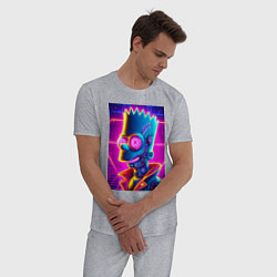 Пижама хлопковая мужская Биоробот Барт - неоновое свечение, цвет: меланж — фото 2