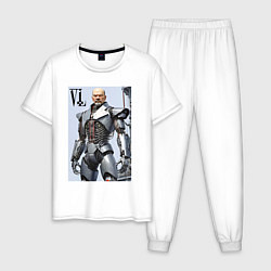 Пижама хлопковая мужская Vladimir Lenin - cyberpunk fantasy, цвет: белый