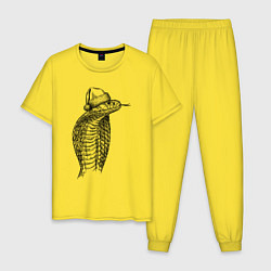 Пижама хлопковая мужская Кобра новогодняя, цвет: желтый