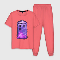 Пижама хлопковая мужская Violet tardis, цвет: коралловый