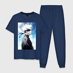 Пижама хлопковая мужская Магическая битва Сатору Годзё в повязке, цвет: тёмно-синий