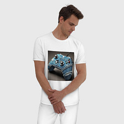 Пижама хлопковая мужская Джинсовый геймпад для видеоигр, цвет: белый — фото 2