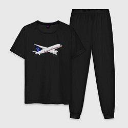 Пижама хлопковая мужская Опытный самолет SJ-100 ВС 95157, цвет: черный