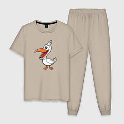 Пижама хлопковая мужская Довольный пеликан, цвет: миндальный