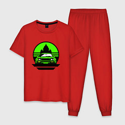 Пижама хлопковая мужская Nissan skyline retro style, цвет: красный