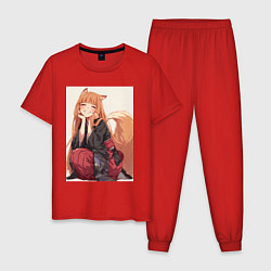 Пижама хлопковая мужская Волчица и пряности Холо торговец, цвет: красный