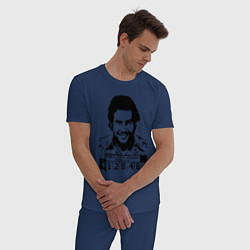 Пижама хлопковая мужская Pablo escobar in the jail, цвет: тёмно-синий — фото 2
